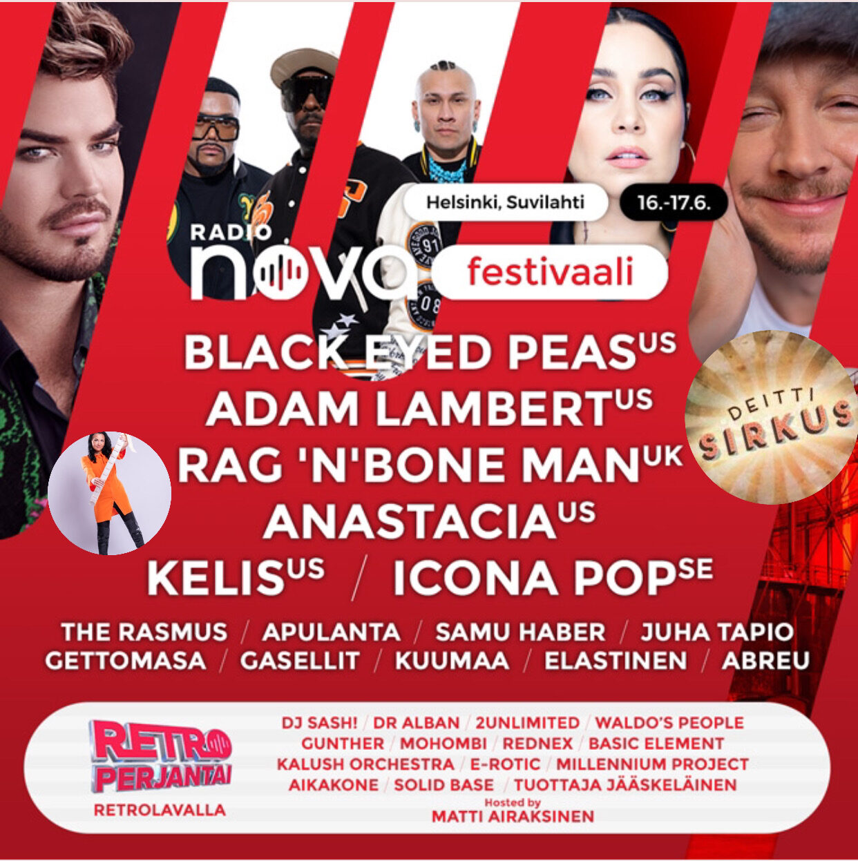 Deittisirkus Radio Nova Festivaaleille 16.-17.6.2023 (Helsinki, Suvilahti) KATSO AIKATAULU