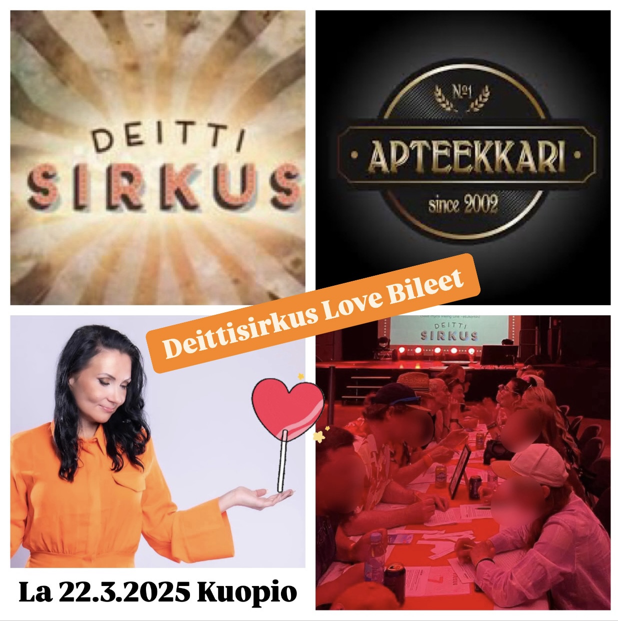 Deittisirkus Love Bileet la 22.3.2025 – Apteekkari (KUOPIO) Zekkaa aikataulu!