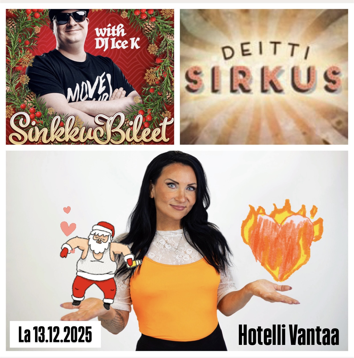 Sinkkubileet la 13.12.2025 – Deittisirkus Speed Dating Hotelli Vantaalla